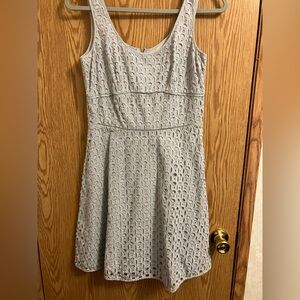Ann Taylor Loft Pale Blue Eyelet lace fit and flare dress Women’s Size 6